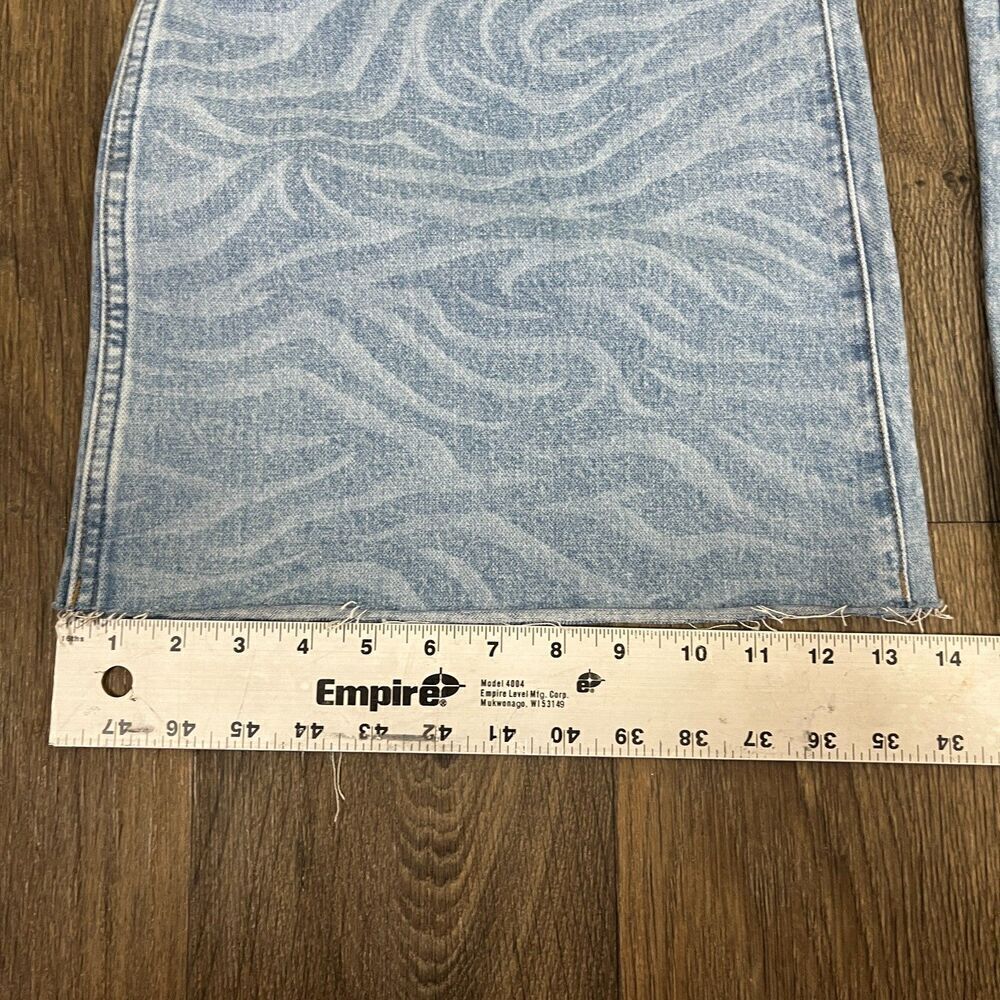Wrangler Women's 33 Denim Meow Laser Tiger Print Wanderer Flare Jeans Retro Boho - Picture 13 of 17